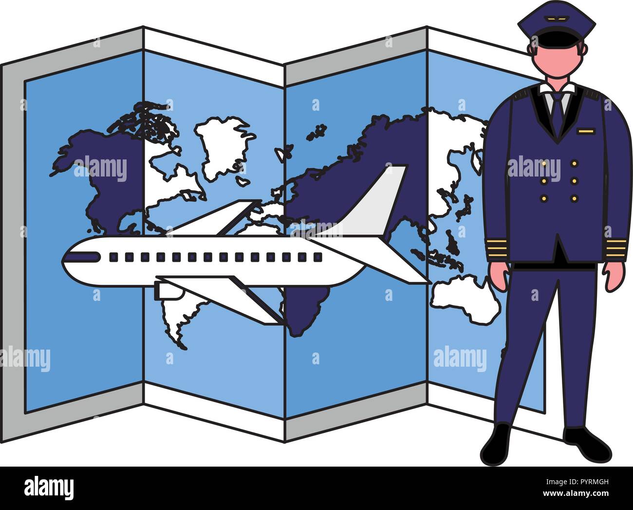 Le capitaine de l'avion pilote map monde Image Vectorielle Stock - Alamy