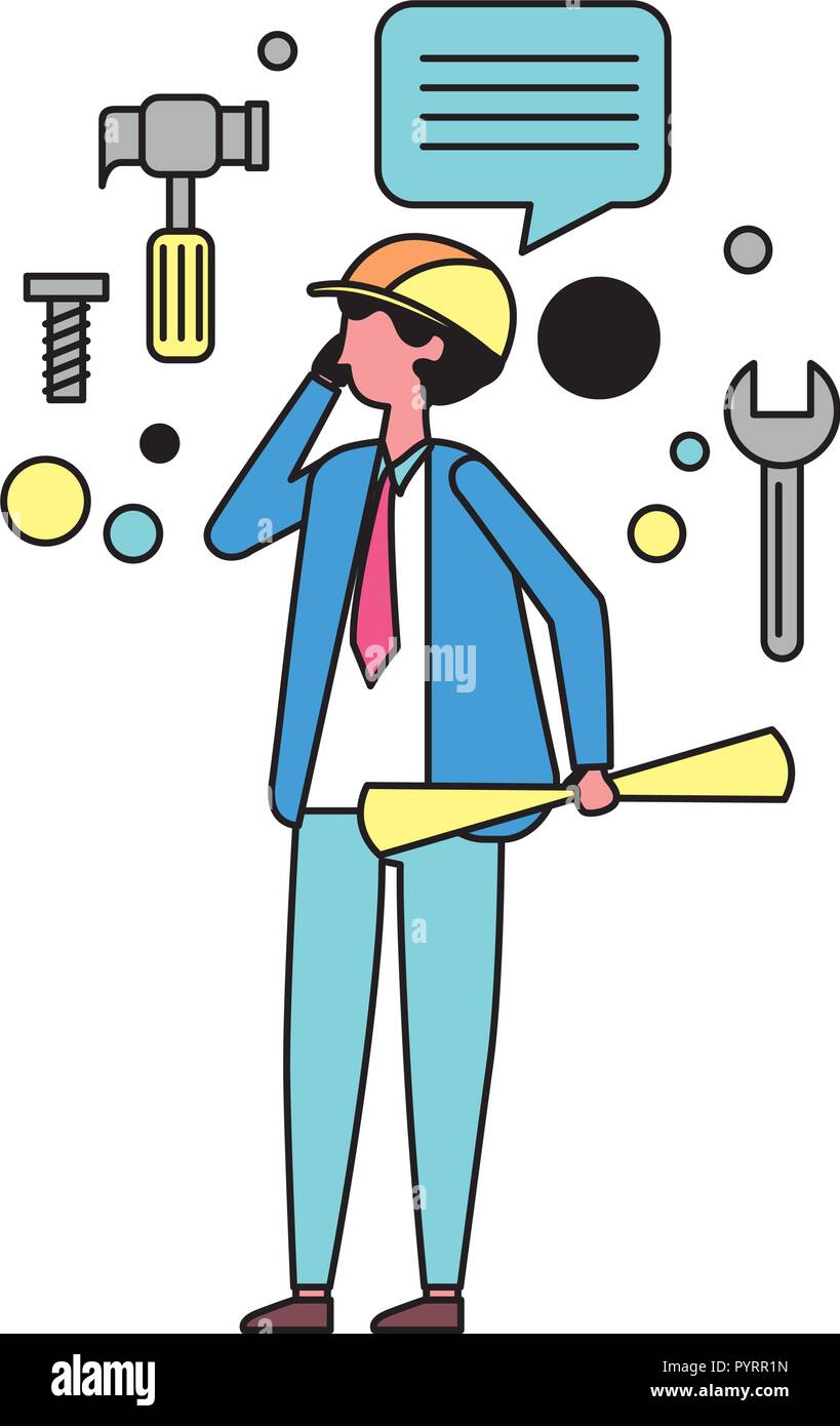 L'homme à l'aide de mobile et social media icons Illustration de Vecteur
