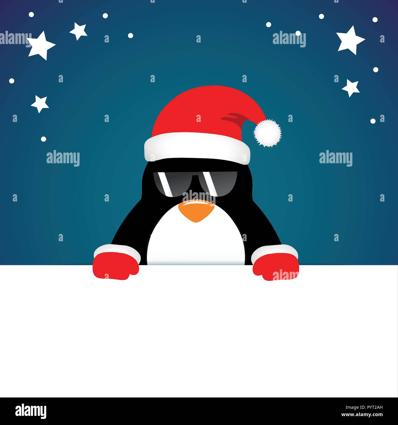 Carte postale de Noël dessin animé pingouin, EPS10 vector illustration Illustration de Vecteur