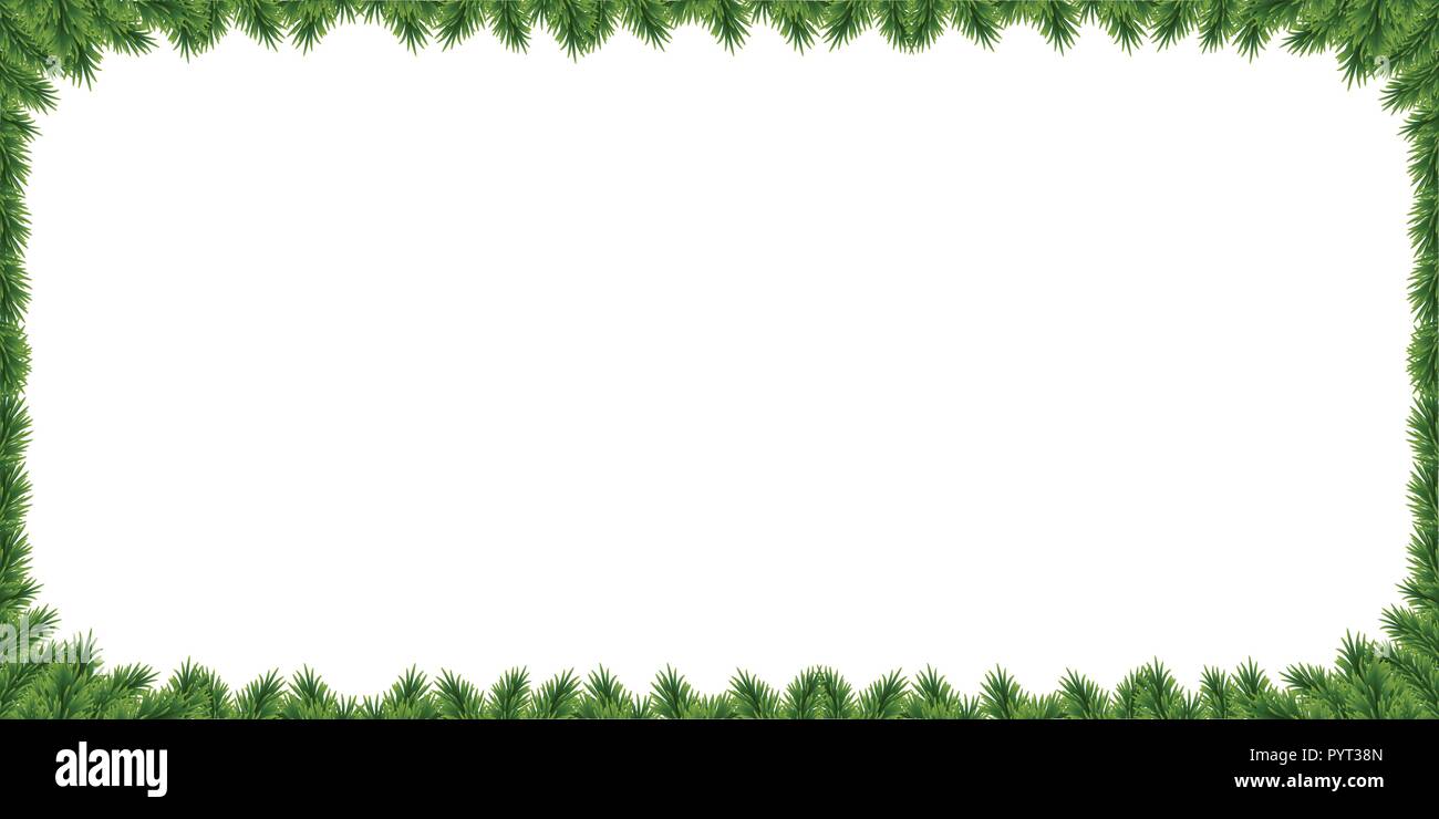 Nouvel an festif de sapins réaliste avec vector frontière rectangle branches d'arbres de Noël et de l'espace pour le texte. Panneau de Noël sur fond blanc. Modèle caractéristique Illustration de Vecteur