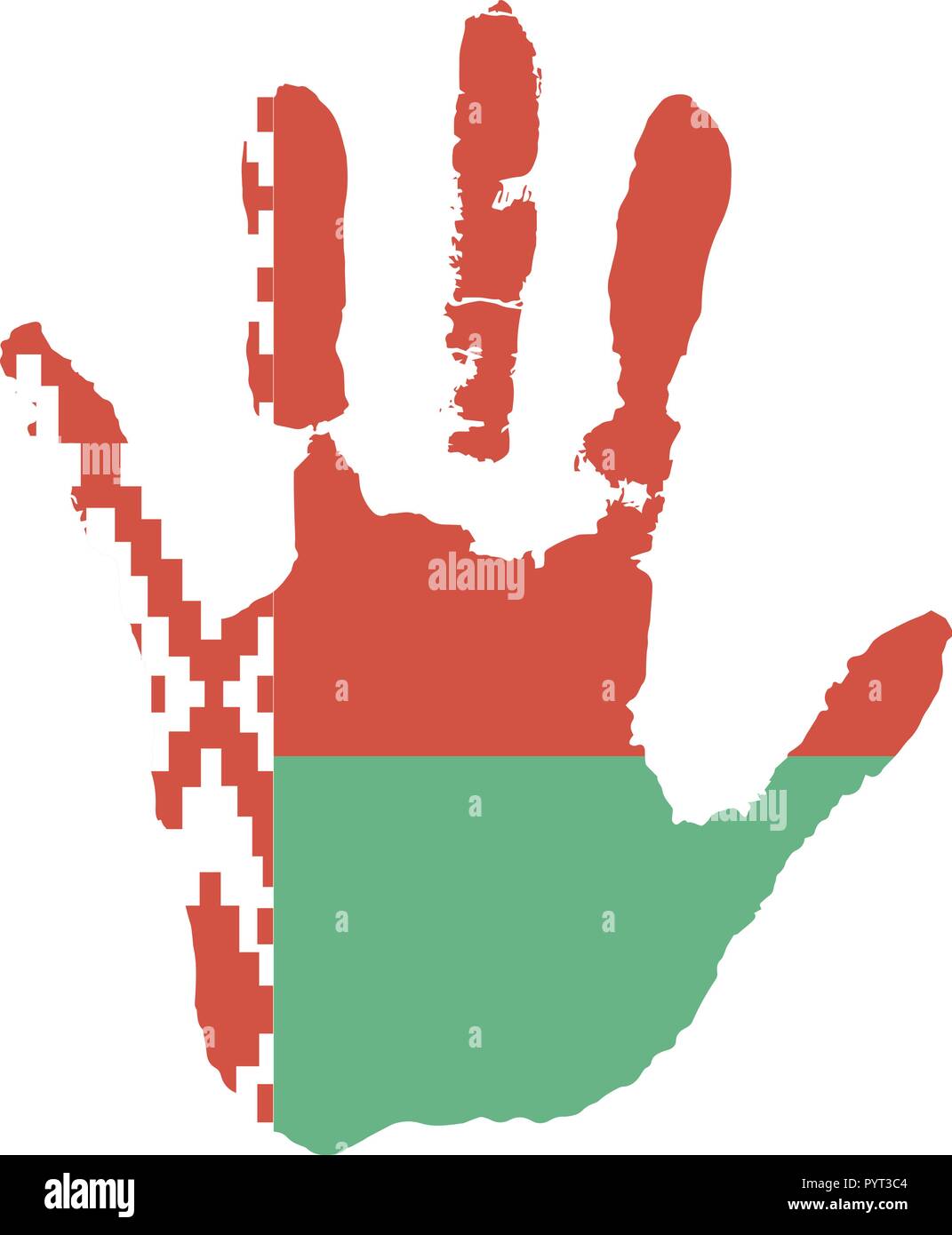 Couleur rouge et vert du drapeau. vecteur main dans la forme du drapeau de la Biélorussie. Illustration de Vecteur