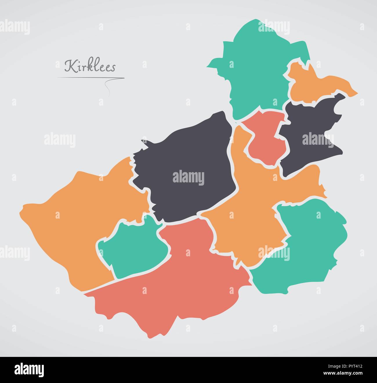 Kirklees site avec des zones et des formes rondes modernes Illustration de Vecteur