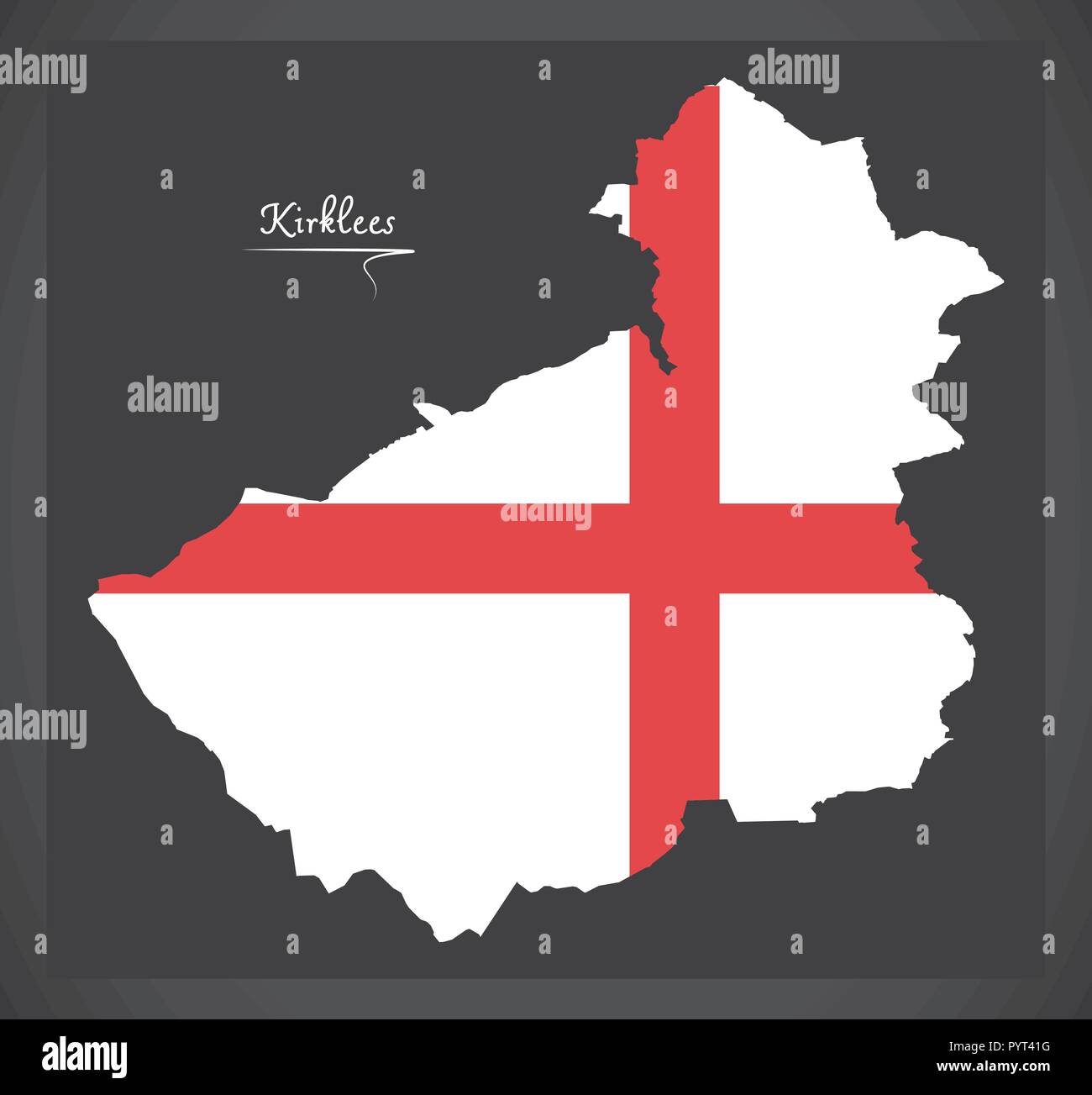 Kirklees Metropolitan Borough plan avec l'English National flag illustration Illustration de Vecteur
