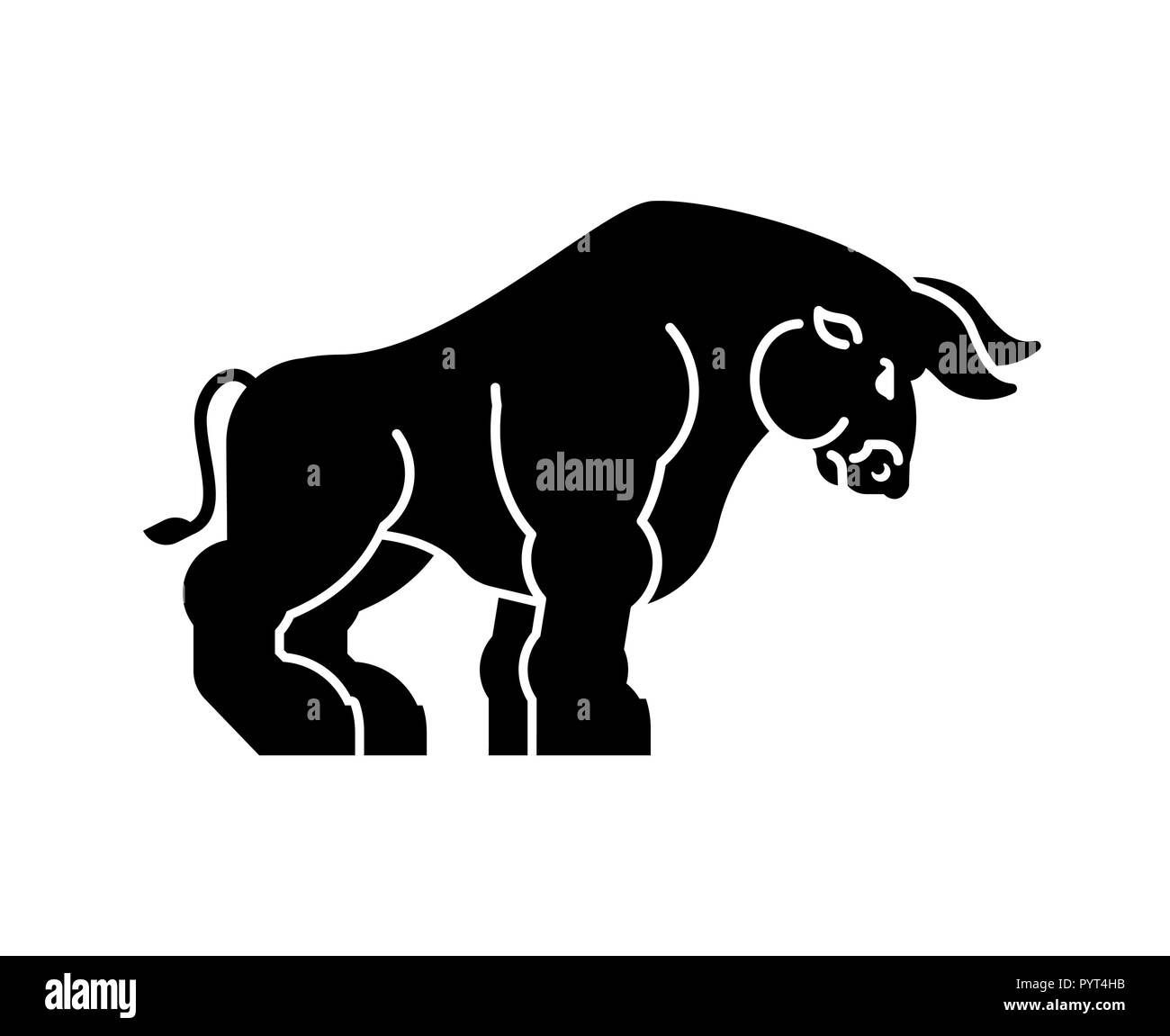 Black Bull strong isolés. Grande puissance buffalo Illustration de Vecteur