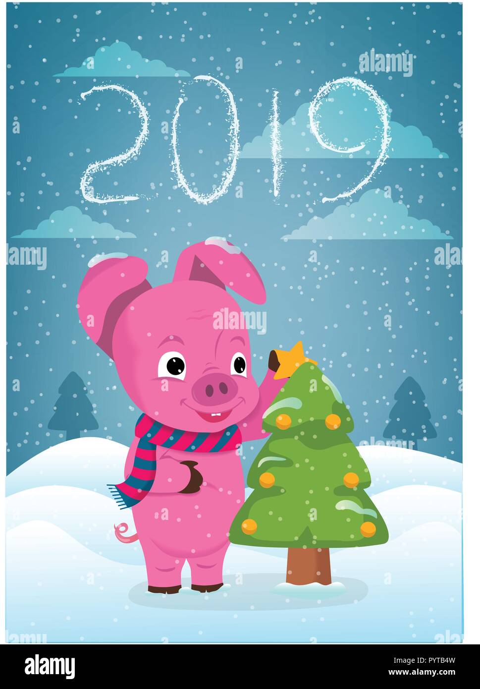 Carte De Vœux De Nouvel An Avec Drôle De Cochon Cochon
