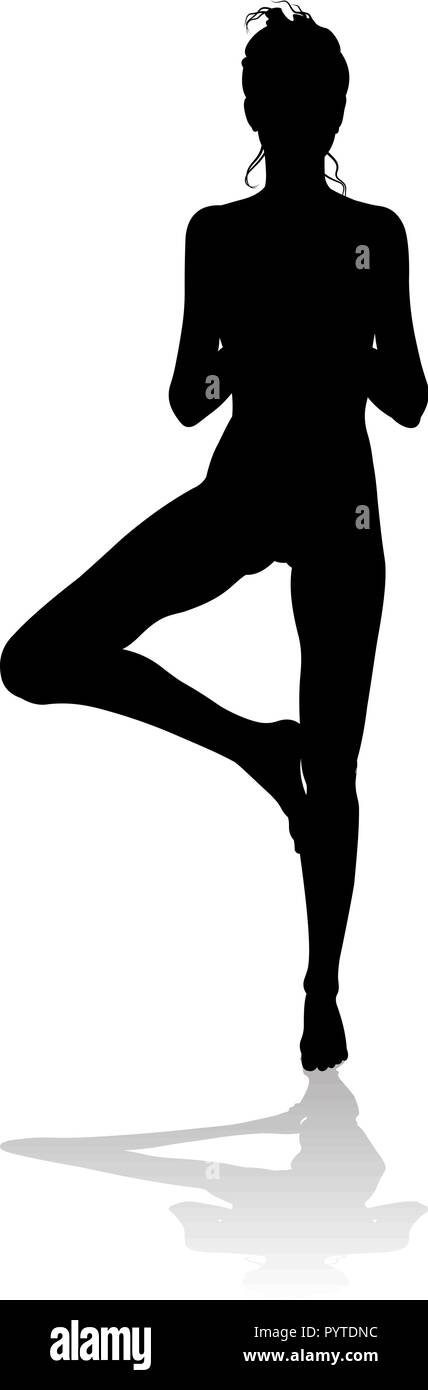 Pilates Silhouette de femme Yoga Pose Illustration de Vecteur