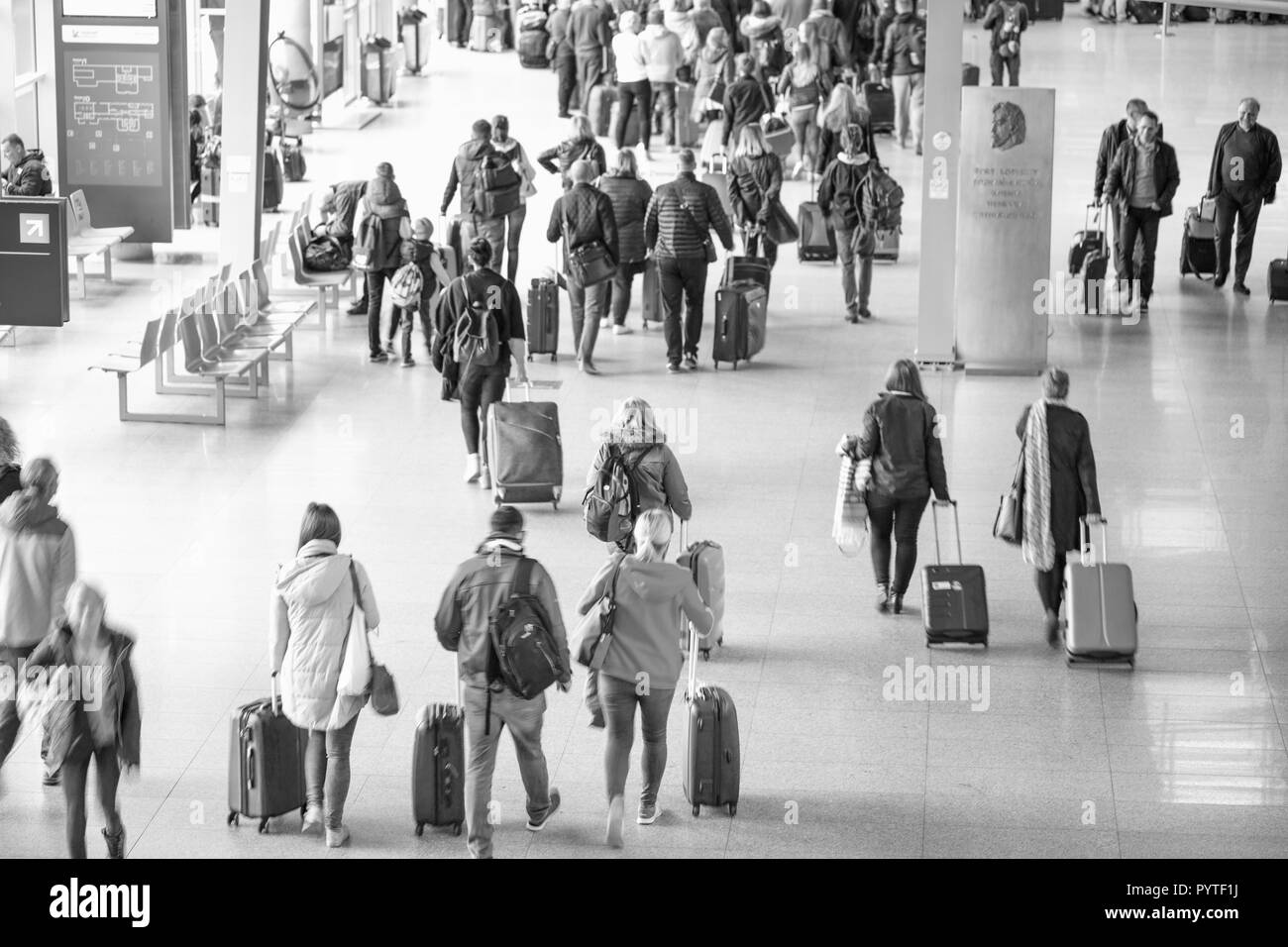 Grève d'un aéroport. LOT Polish Airlines, Poznan, Pologne, Lawica. Banque D'Images