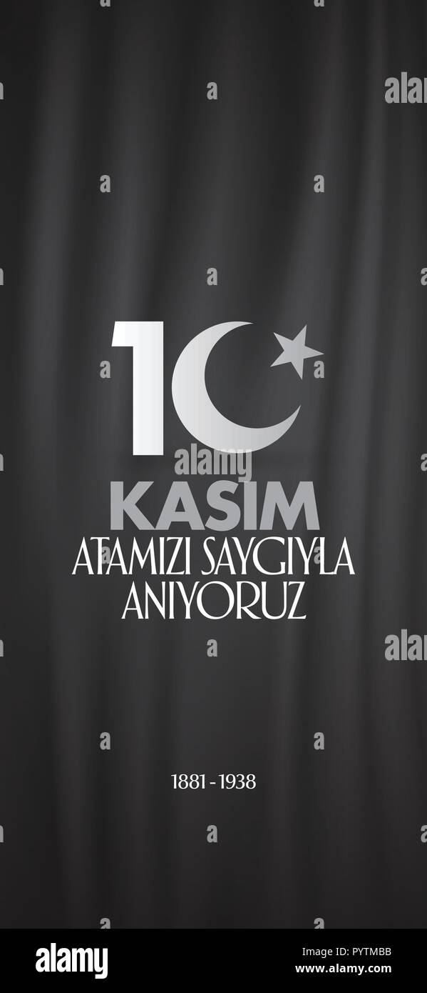 10 novembre, Mustafa Kemal Ataturk jour anniversaire de la mort. La conception de l'histoire des médias sociaux. (TR : 10 Atamizi Saygiyla Aniyoruz Kasim,. Sosyal Medya Hikayesi) Illustration de Vecteur