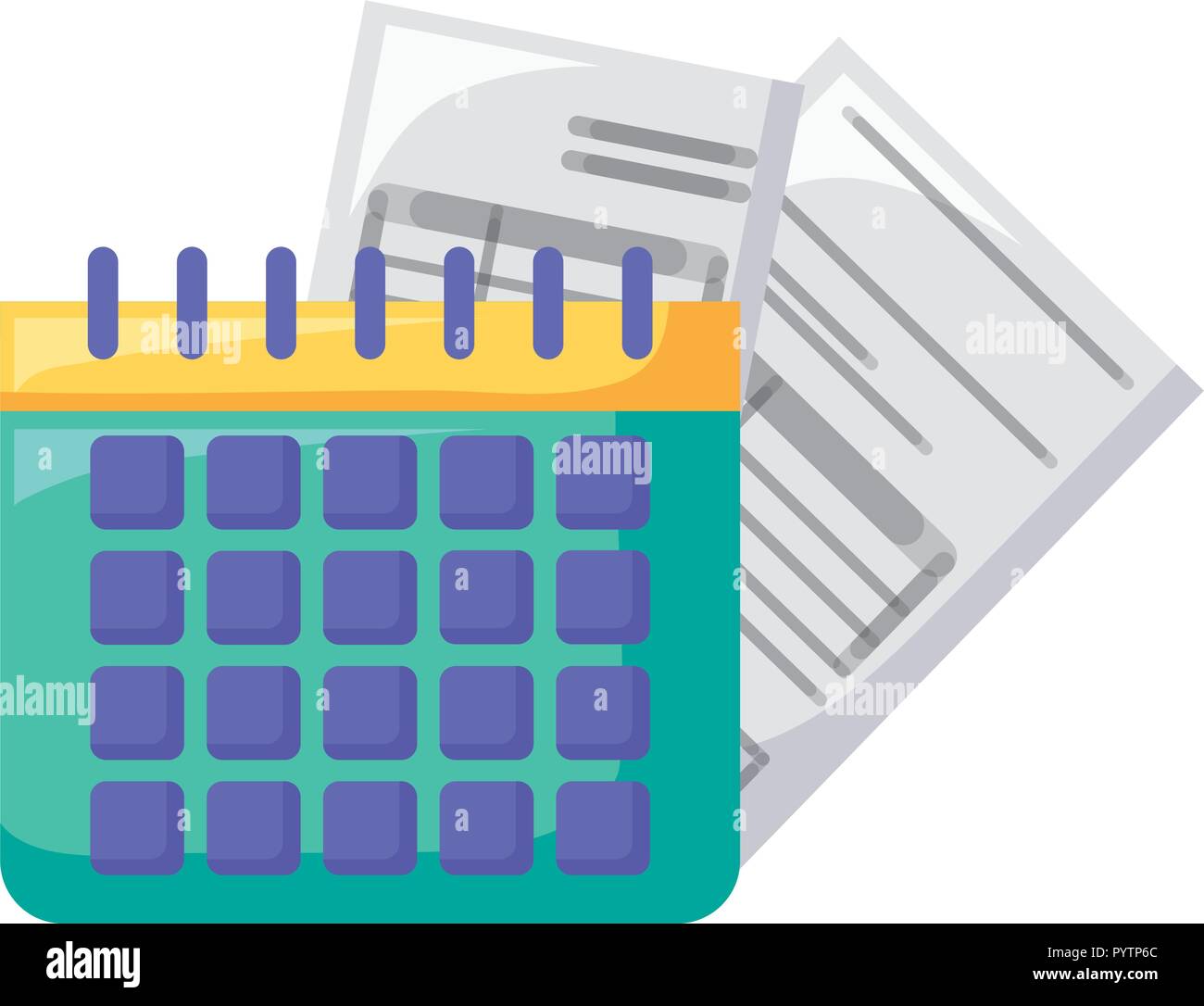 Planificateur de calendrier et de factures sur fond blanc, vector illustration Illustration de Vecteur