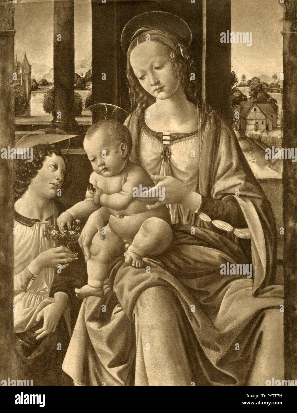 Vierge à l'enfant, peinture par Lorenzo di Credi Banque D'Images