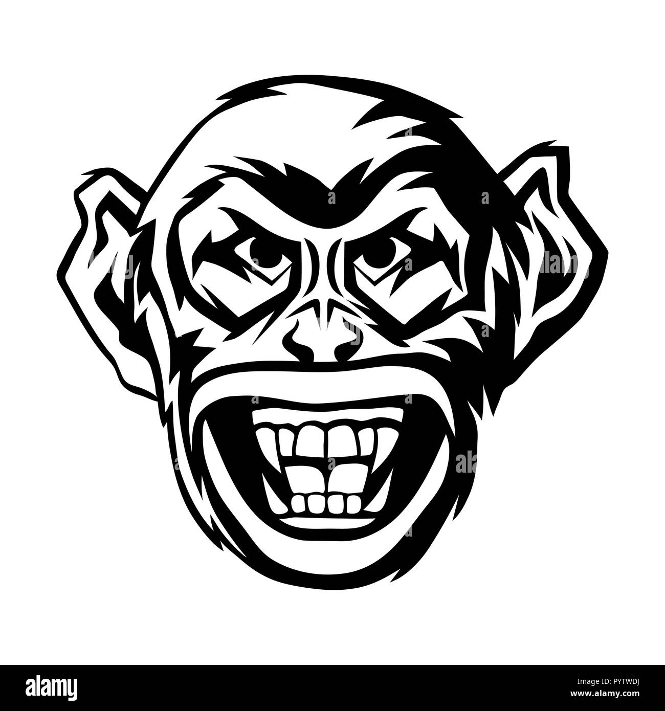 Tête de singe en colère. Illustration de Vecteur