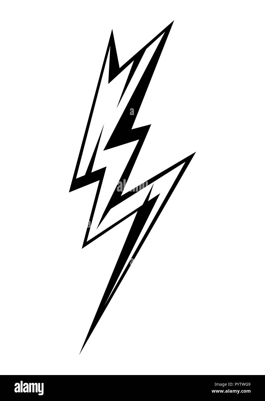 Emblème noir de la foudre. Illustration de Vecteur