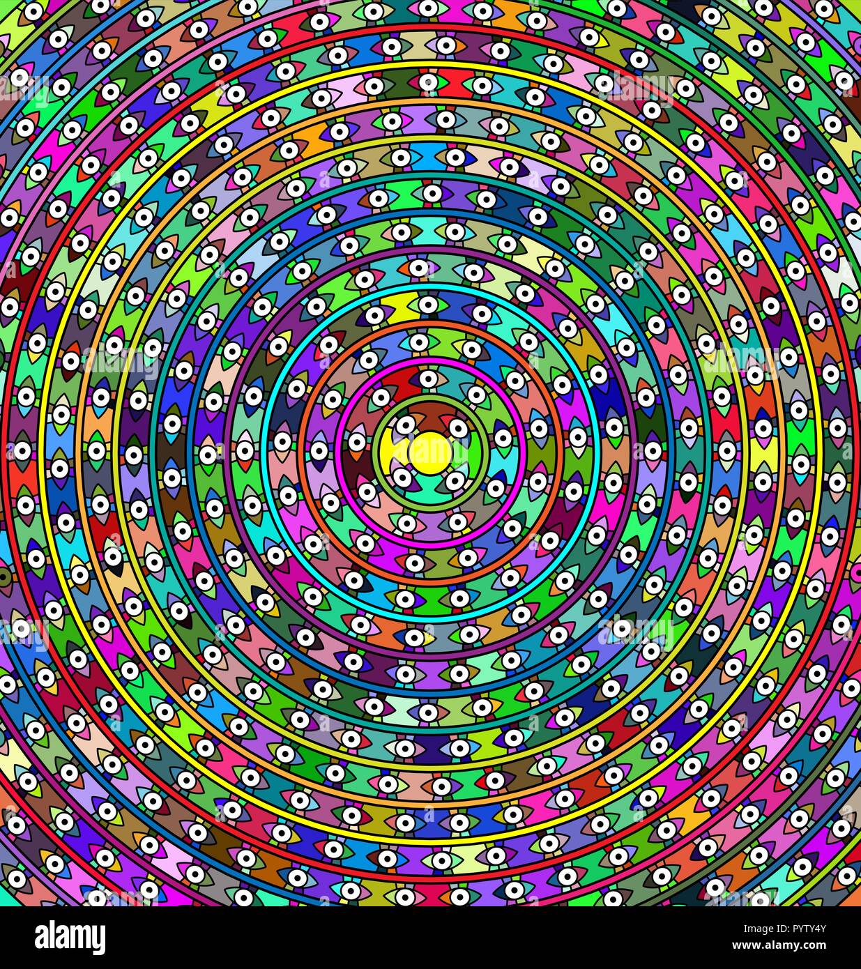 Abstract vector illustration couleur image de cercle composé de lignes, les yeux et les chiffres Illustration de Vecteur