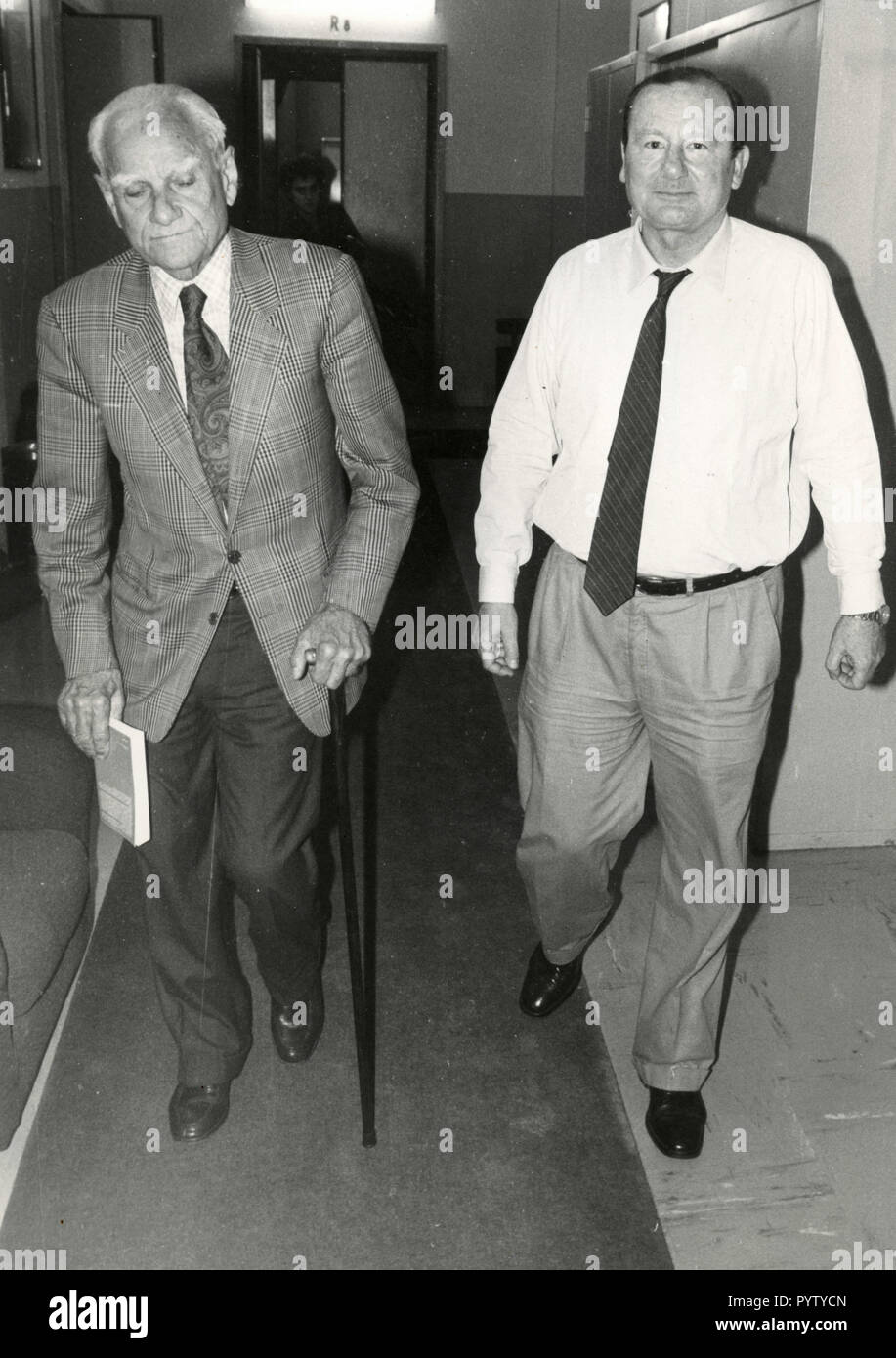 Alberto Moravia e Gianni Bisiach, 1980 Banque D'Images