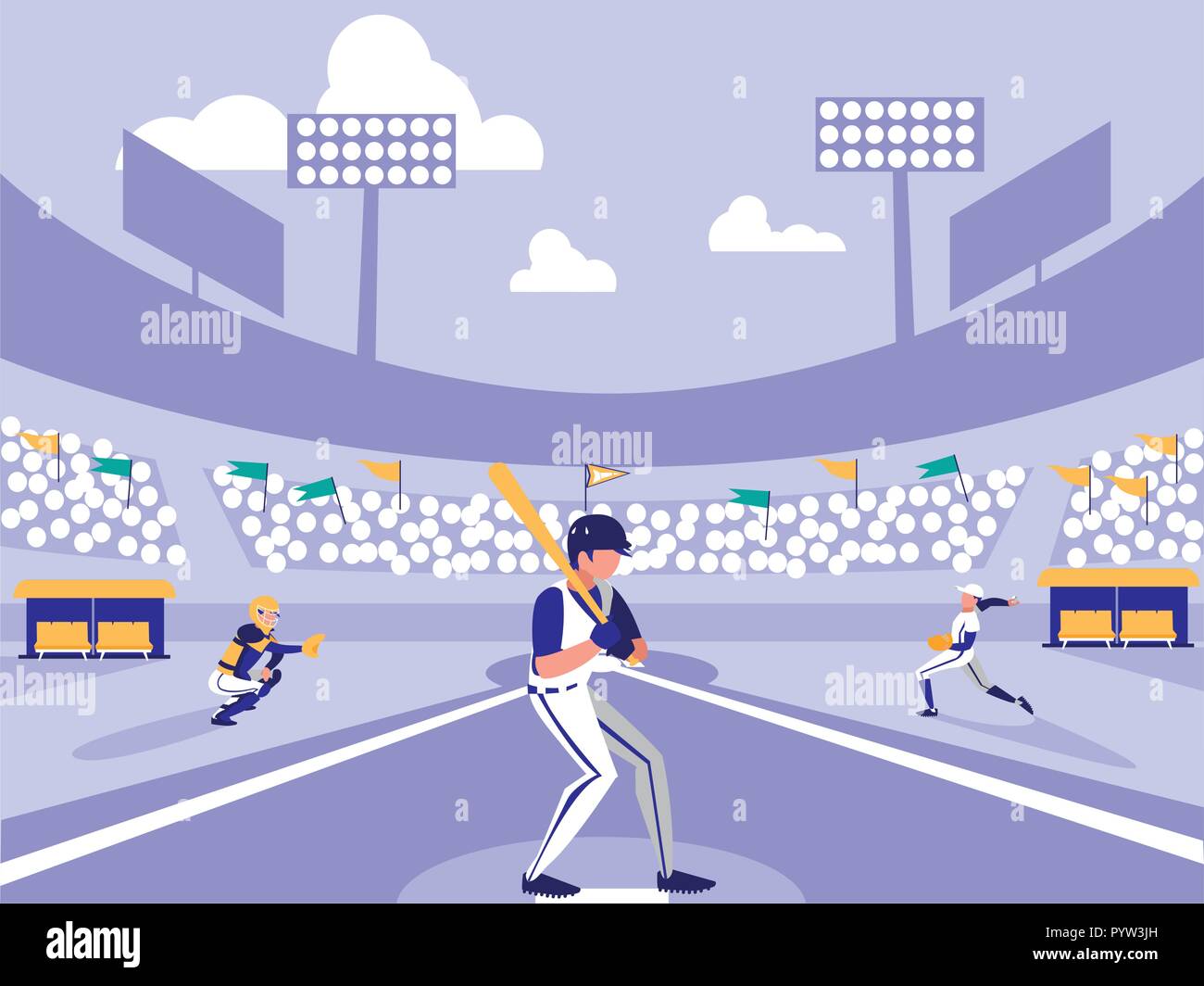 Le stade de baseball vector scène illustration design Illustration de Vecteur