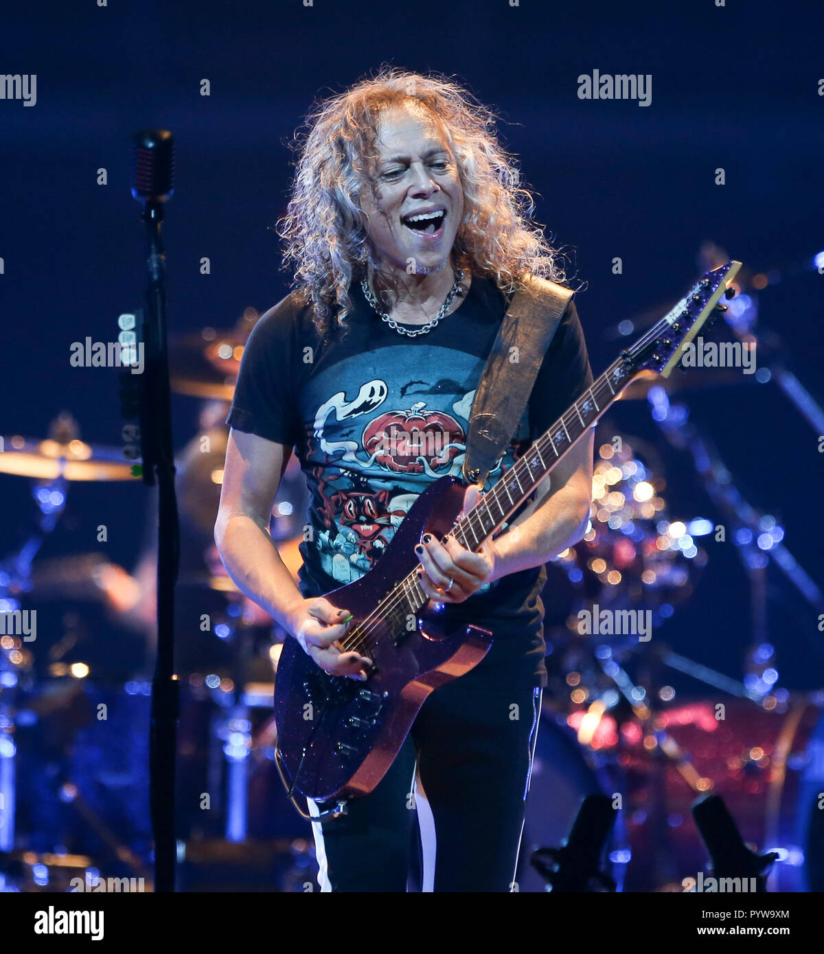 Albany, New York, USA. 29 octobre, 2018. Kirk Hammett de Metallica se produit en concert à Times Union Center le 29 octobre 2018 à Albany, New York. Credit : Debby Wong/Alamy Live News Banque D'Images