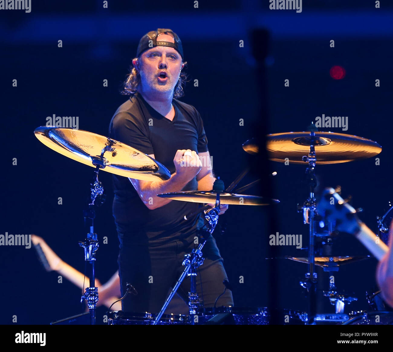 Albany, New York, USA. 29 octobre, 2018. Lars Ulrich de Metallica se produit en concert à Times Union Center le 29 octobre 2018 à Albany, New York. Credit : Debby Wong/Alamy Live News Banque D'Images