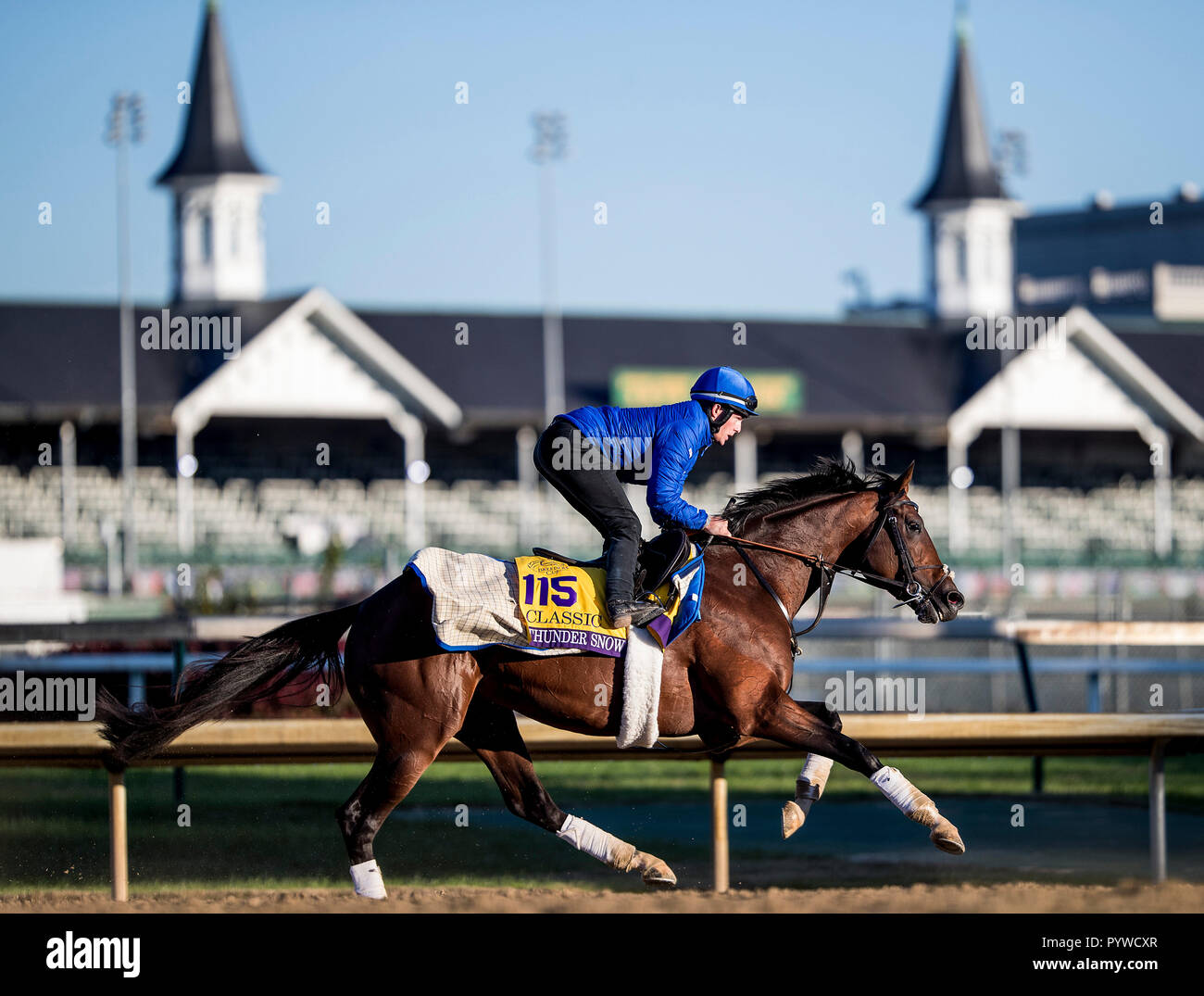 Louisville, Kentucky, USA. 29 Oct, 2018. 29 octobre 2018 : Thunder Snow (IRE), formés par Saeed bin Suroor, exercices en préparation de la Breeders' Cup Classic à Churchill Downs le 29 octobre 2018 à Louisville, Kentucky. Evers/ESW/CSM/Alamy Live News Banque D'Images