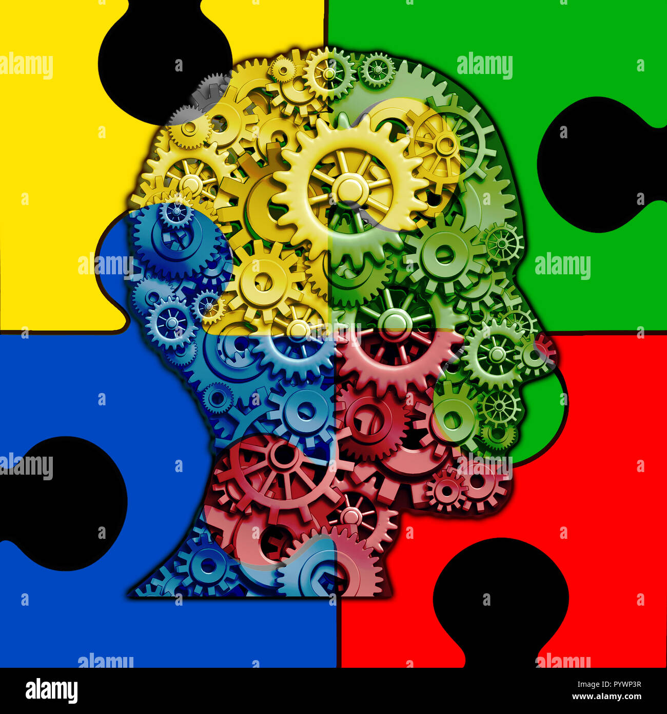 La fonction cérébrale autisme et troubles du développement autisme concept comme un symbole d'une communication et comportement social la psychologie comme une tête humaine. Banque D'Images