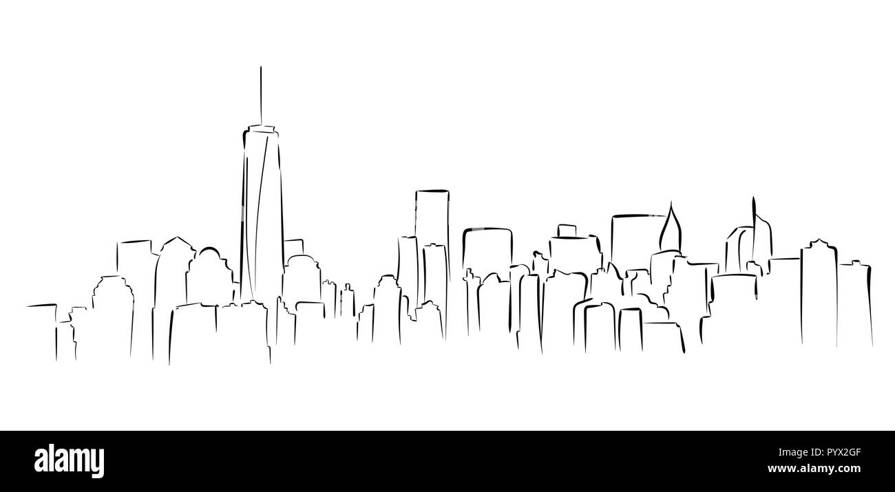 New York panorama. Part drawned vector illustration Illustration de Vecteur