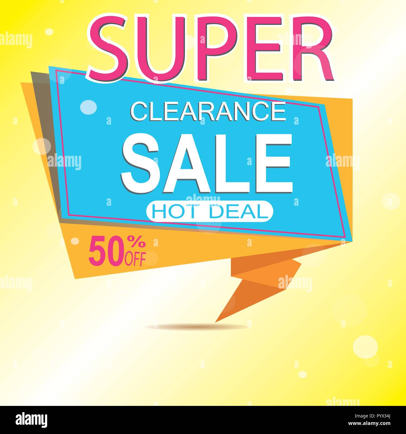 Super Vente de liquidation à 50 off c'est un Hot deal Vente poster un fond coloré. Wow offre spéciale vente poster ou de modèle pour votre marketing ou de campagnes publicitaires. Aussi pour les ventes au détail. Illustration de Vecteur