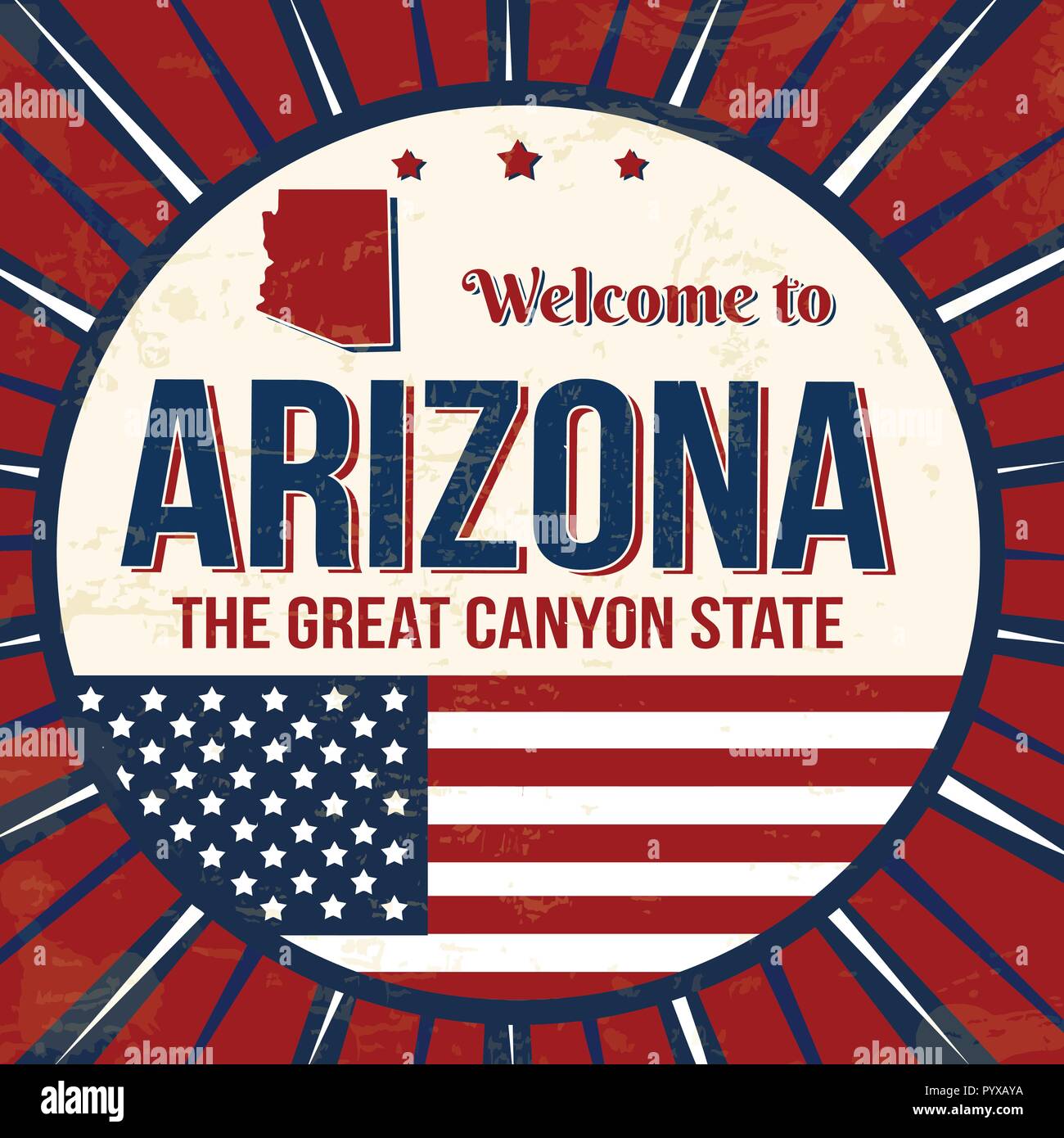 Bienvenue à Arizona vintage grunge poster, vector illustrator Illustration de Vecteur