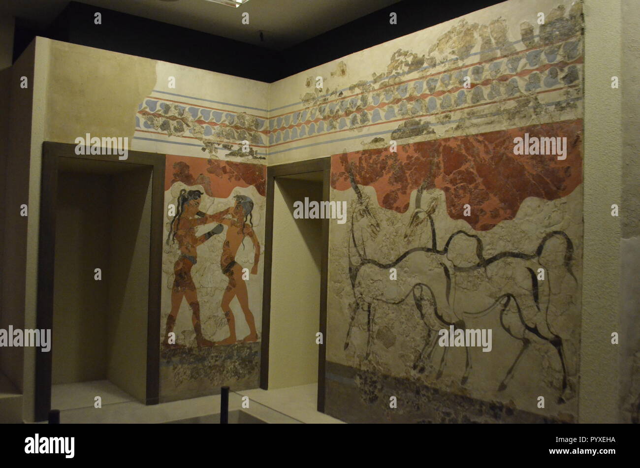 Murs peints de l'Antiquité Santorini Banque D'Images