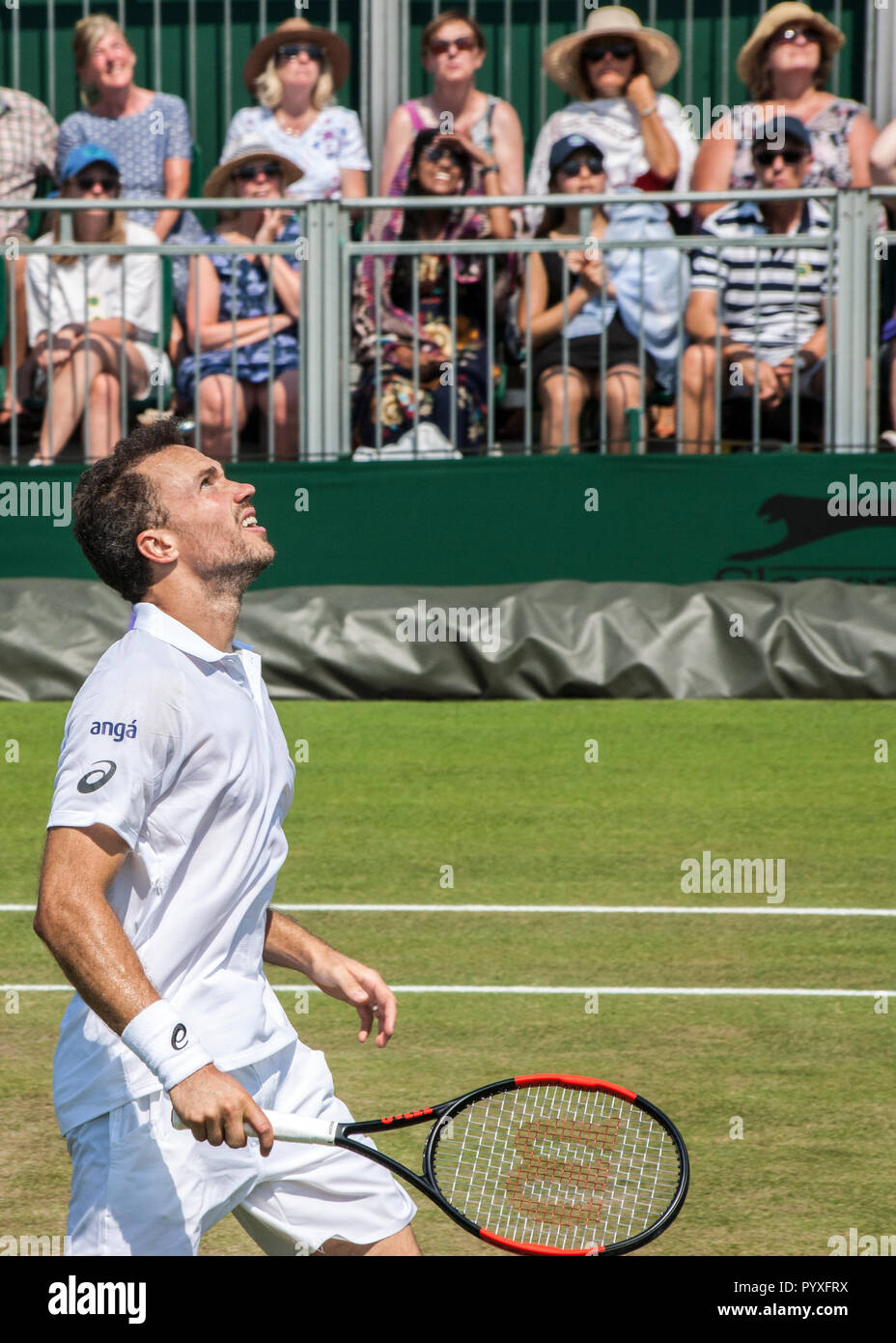 Les joueurs de tennis sur un court de tennis de Wimbledon championship Banque D'Images