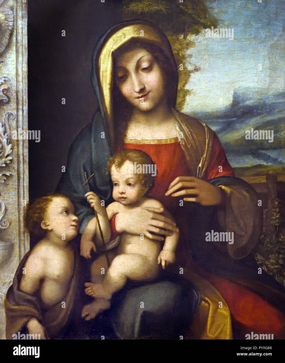Vierge à l'enfant et Jean Baptiste 1514-1519 par Antonio Allegri da Correggio (1489 - 1534), connu sous le nom de Correggio 15-16ème siècle, l'Italie, l'italien. Banque D'Images