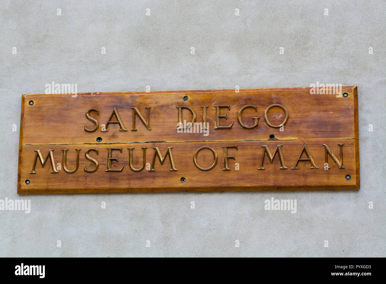 San Diego Museum of Man Sign lobby, Balboa Park, San Diego, Californie. Banque D'Images