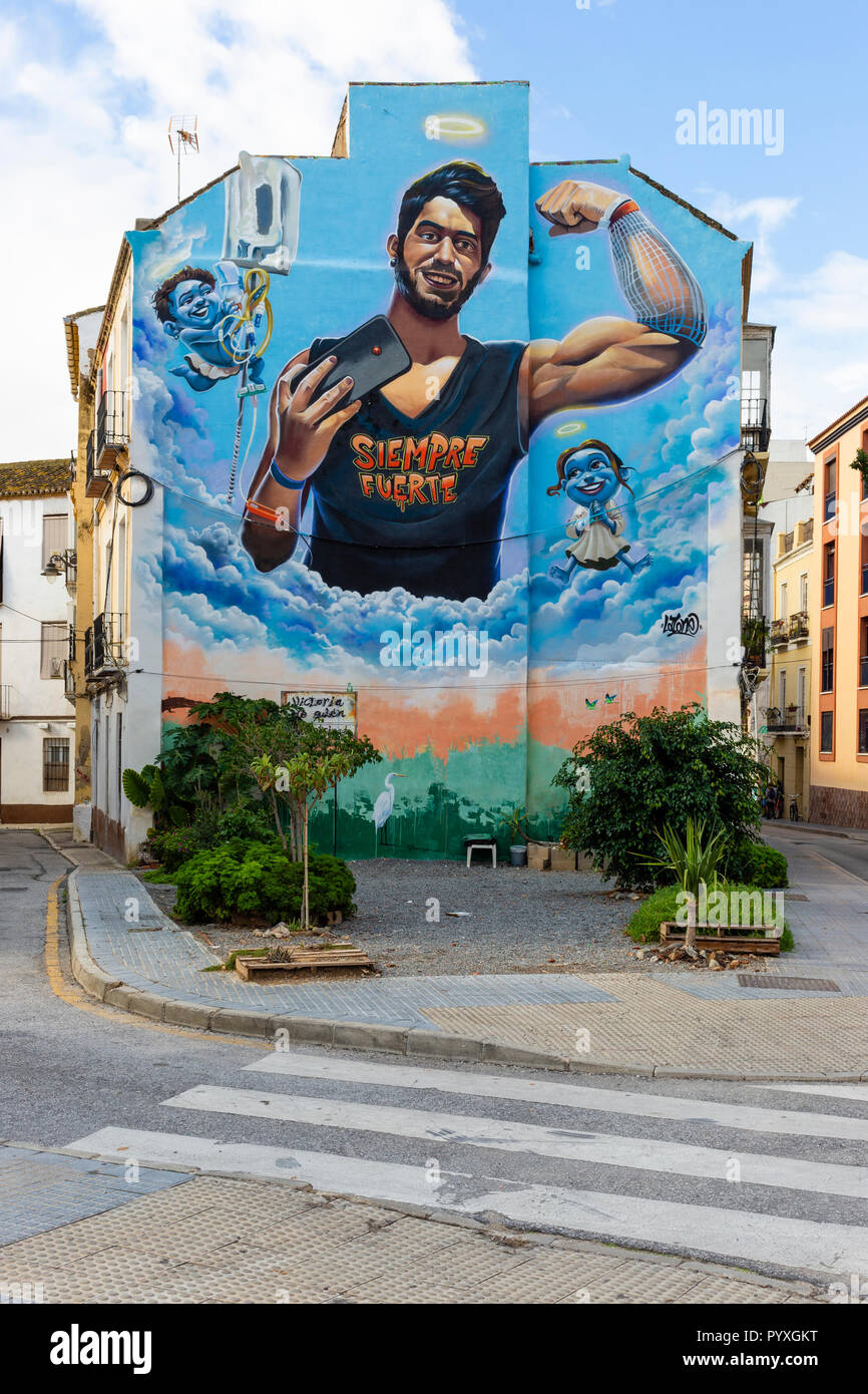 Street Art Graffiti dans une zone pauvre de Malaga Espagne Banque D'Images