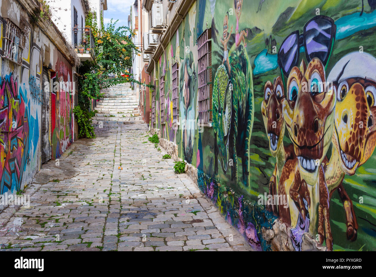 Street Art Graffiti dans une zone pauvre de Malaga Espagne Banque D'Images