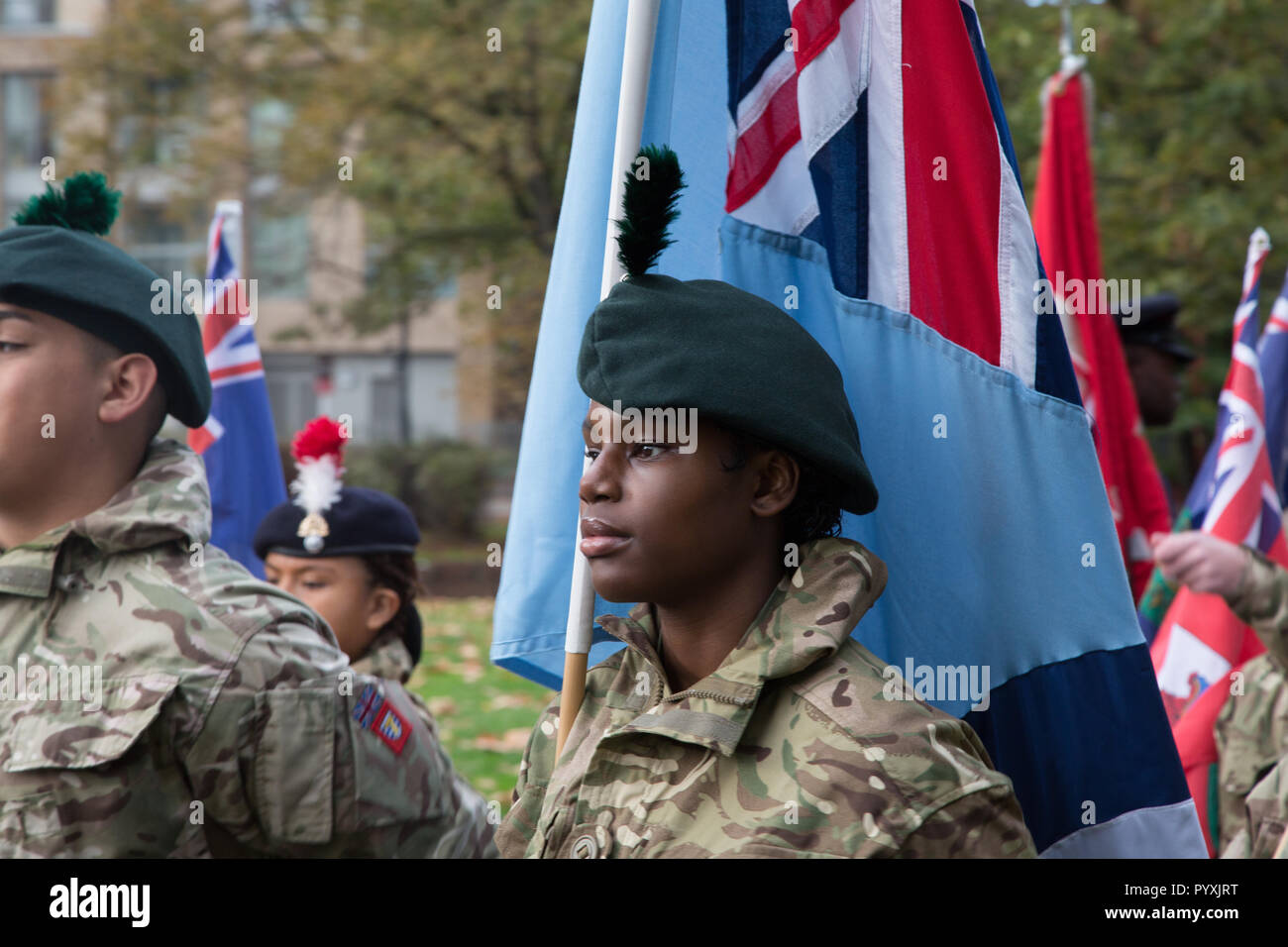 London UK 29 octobre Ouest de l'Association du Personnel de service depuis mars dans la mémoire des anciens combattants des Antilles, d'Afrique et du commomwealth. Banque D'Images