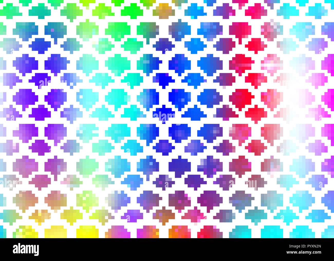 Mermaid Princess kawaii avec arrière-plan modèle de l'échelle de l'arc-en-ciel. Illustration de Vecteur