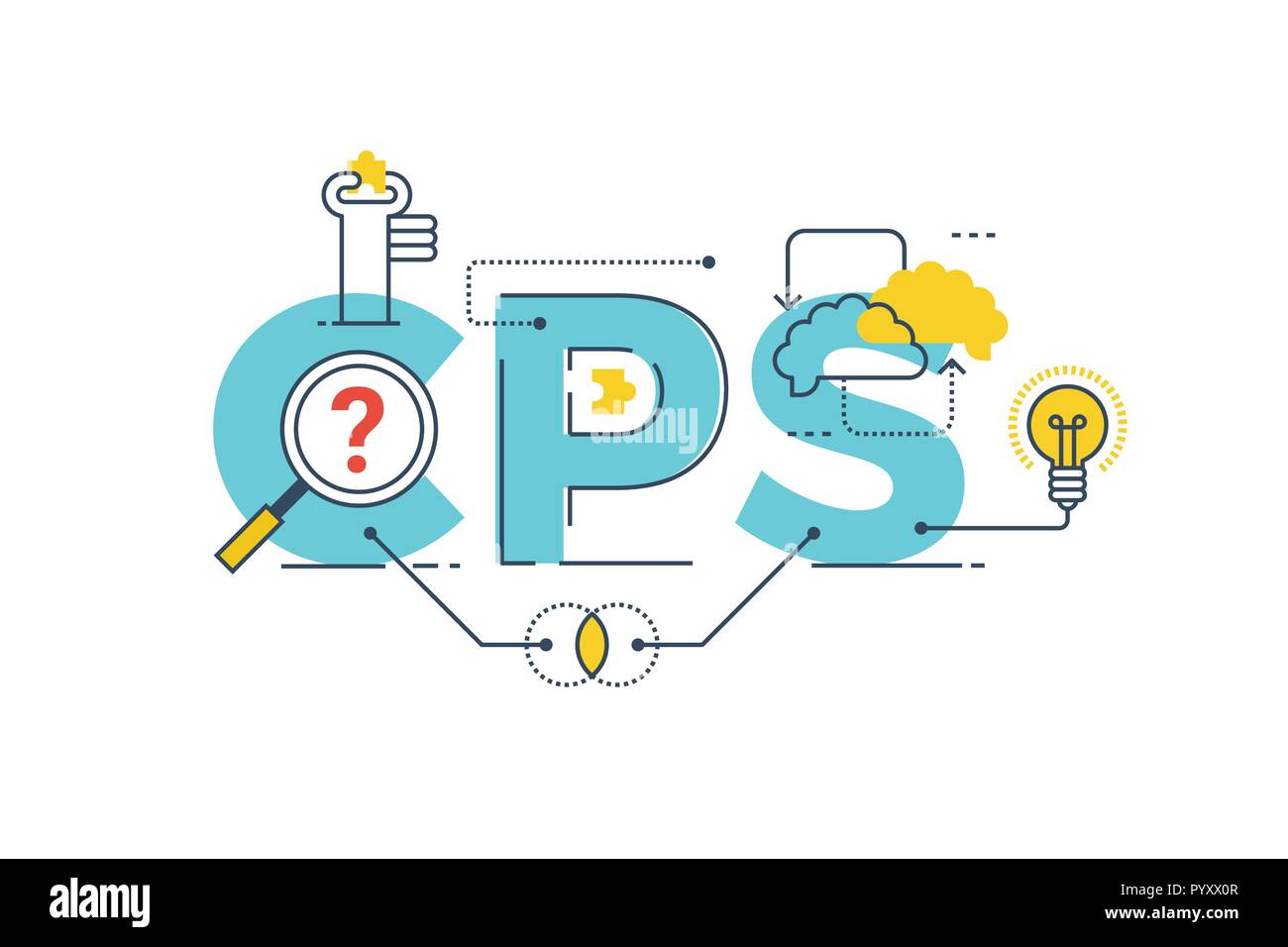CPS : mot de résolution illustration design typographie lettrage avec la ligne d'icônes et d'ornements dans Blue Theme Illustration de Vecteur
