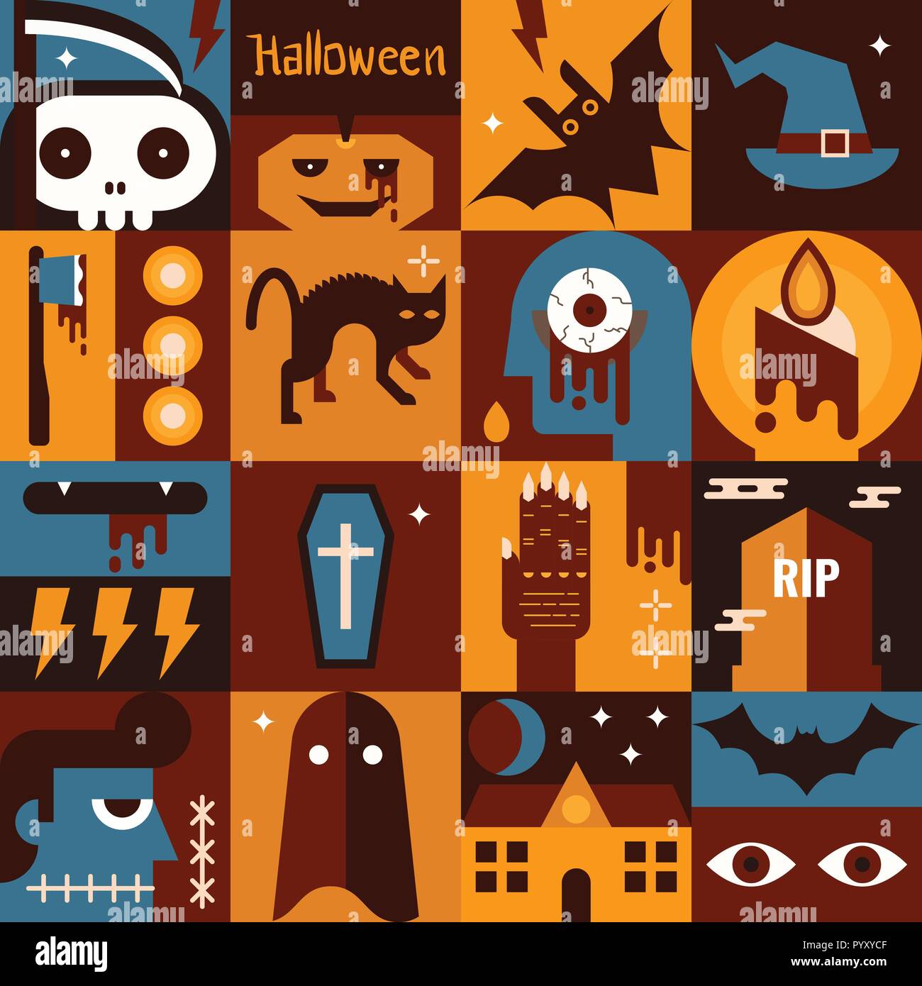 Illustration du modèle plat collection halloween concept d'arrière-plan Illustration de Vecteur