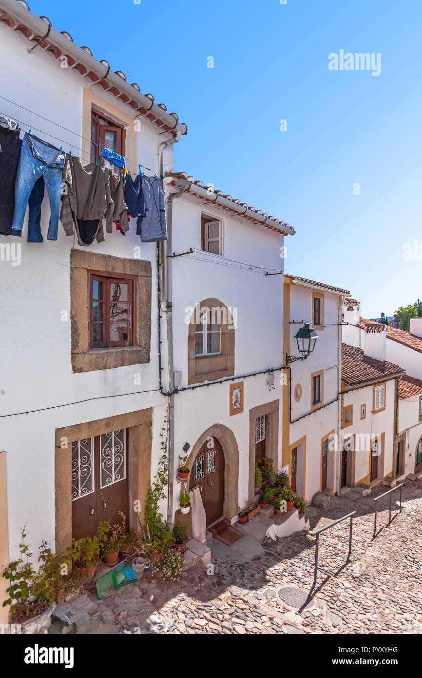 Rues médiévales de la le Judiaria, le Quartier Juif ou ghetto à Castelo de Vide, Alto Alentejo, Portugal Banque D'Images