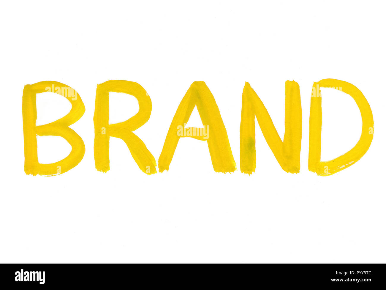 Concept de marque mot texture peinture gouache isolé sur fond blanc Banque D'Images