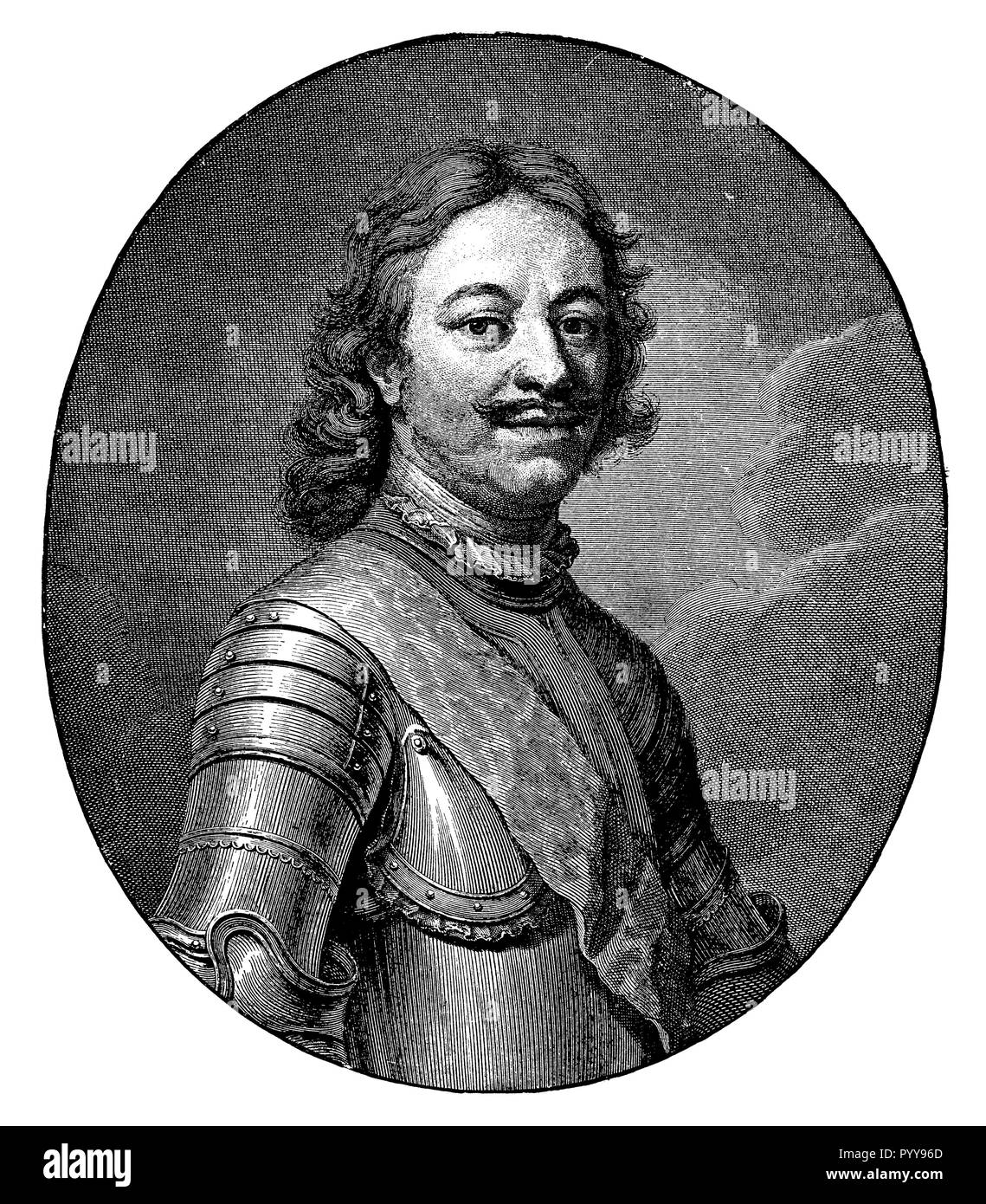 Pierre le Grand en 1686. Après la peinture de J. Le Roy, gravée par J. F. Bause, J Le Roy 1899 Banque D'Images