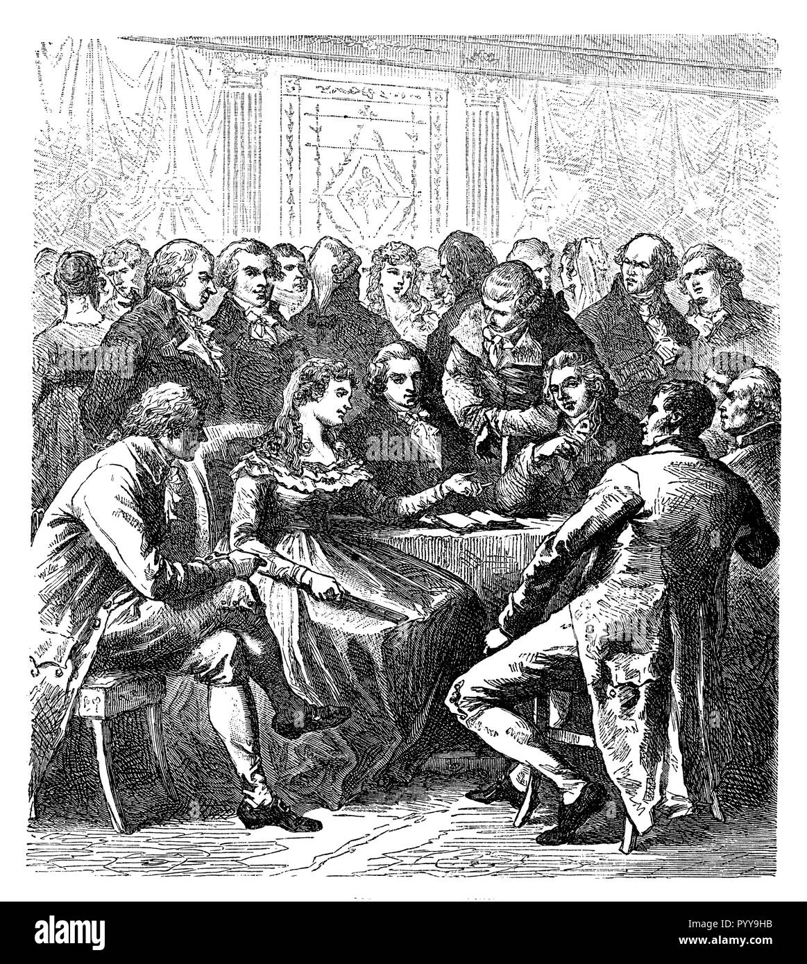 Réunion des Girondins avec Madame Roland, , F. Lix 1881 Banque D'Images