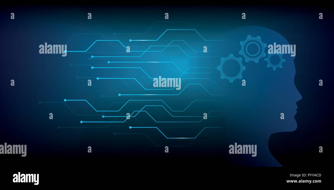 Tête d'homme d'intelligence artificielle avec des roues technologie numérique illustration vecteur EPS10 Illustration de Vecteur