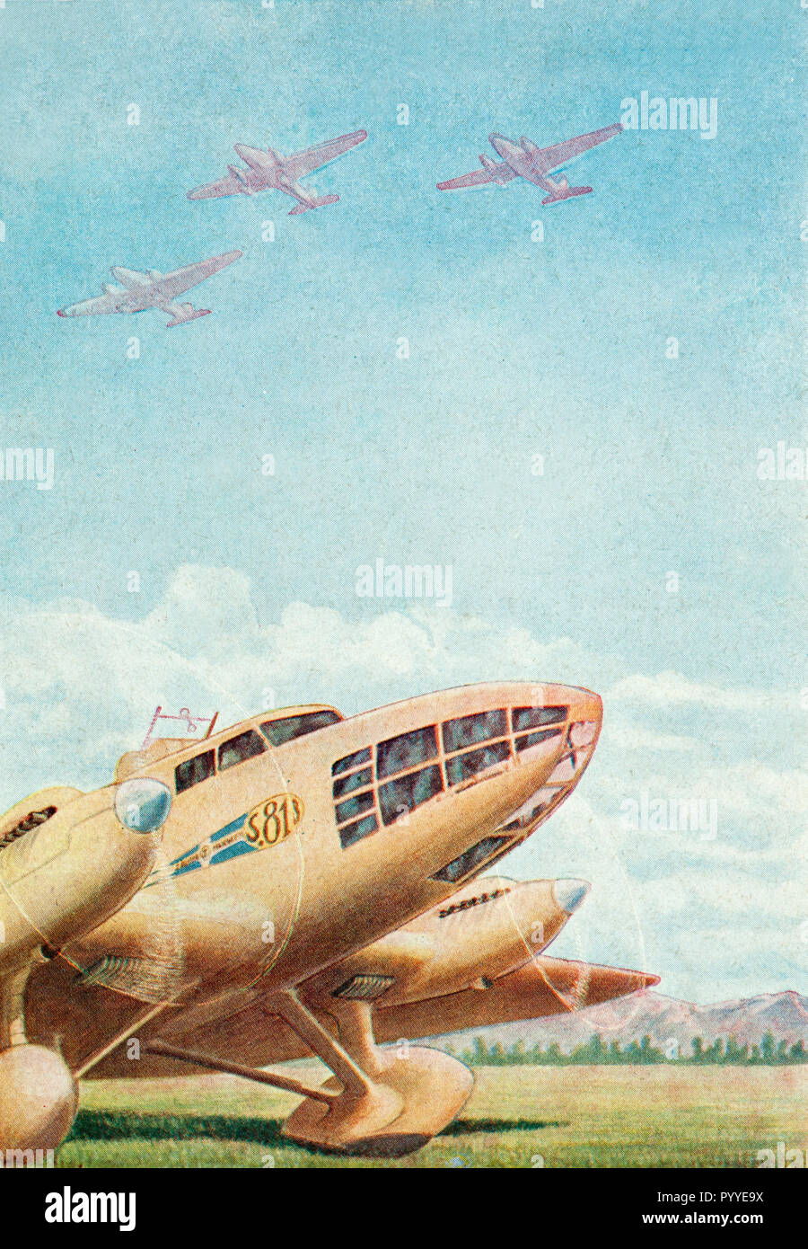 Une carte postale de propagande d'un avion Cessna Banque D'Images