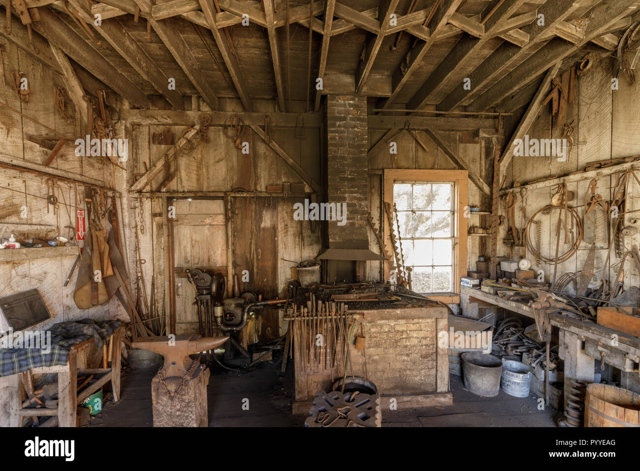 Santa Cruz, Californie - 28 octobre 2018 : atelier de charpentier à Wilder Ranch State Park. Banque D'Images