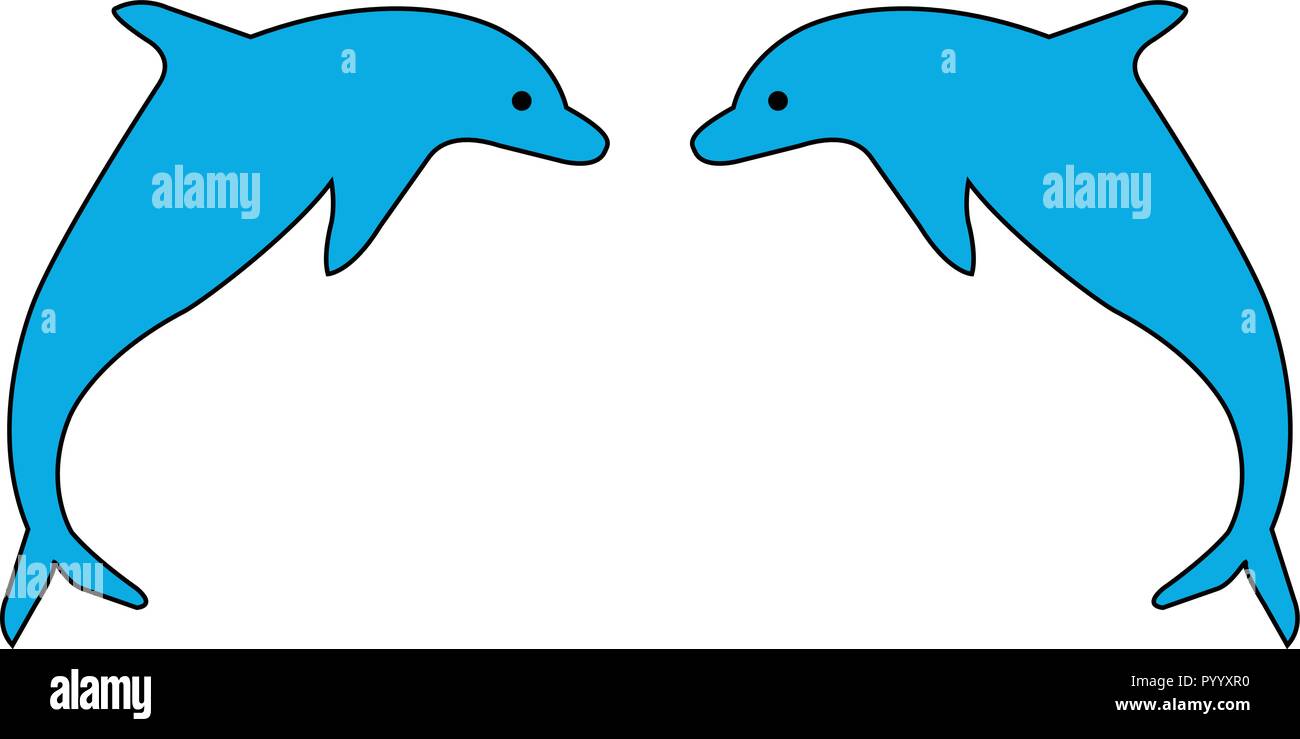 Deux dauphins qui jouent face à face Illustration de Vecteur