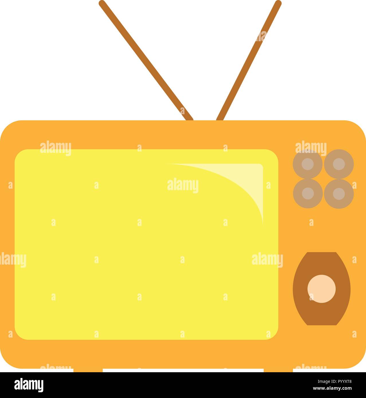 Vieux téléviseur avec antenne et boutons Illustration de Vecteur