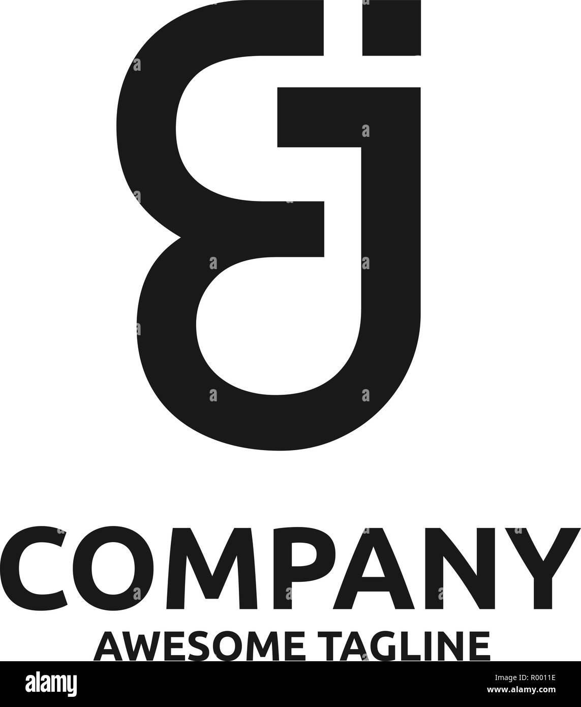 Résumé Lettre créative ej Logo Design Vector isolated on white. Illustration de Vecteur