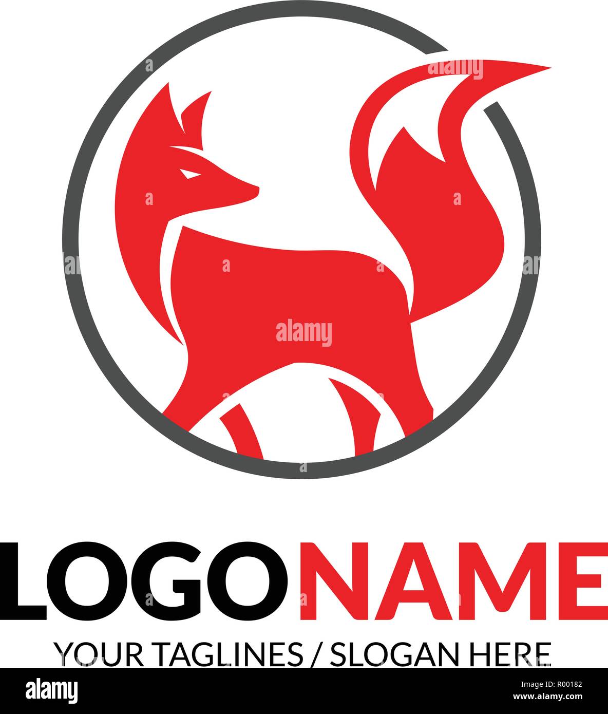 Creative Fox avec circle logo Vector Template Illustration de Vecteur