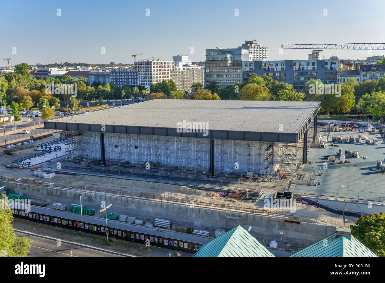 Site de construction, nouvelle galerie nationale, Potsdam, milieu de la rue, Berlin, Allemagne, Baustelle, Neue Nationalgalerie, Potsdamer Strasse, Mitte, Deutschland Banque D'Images