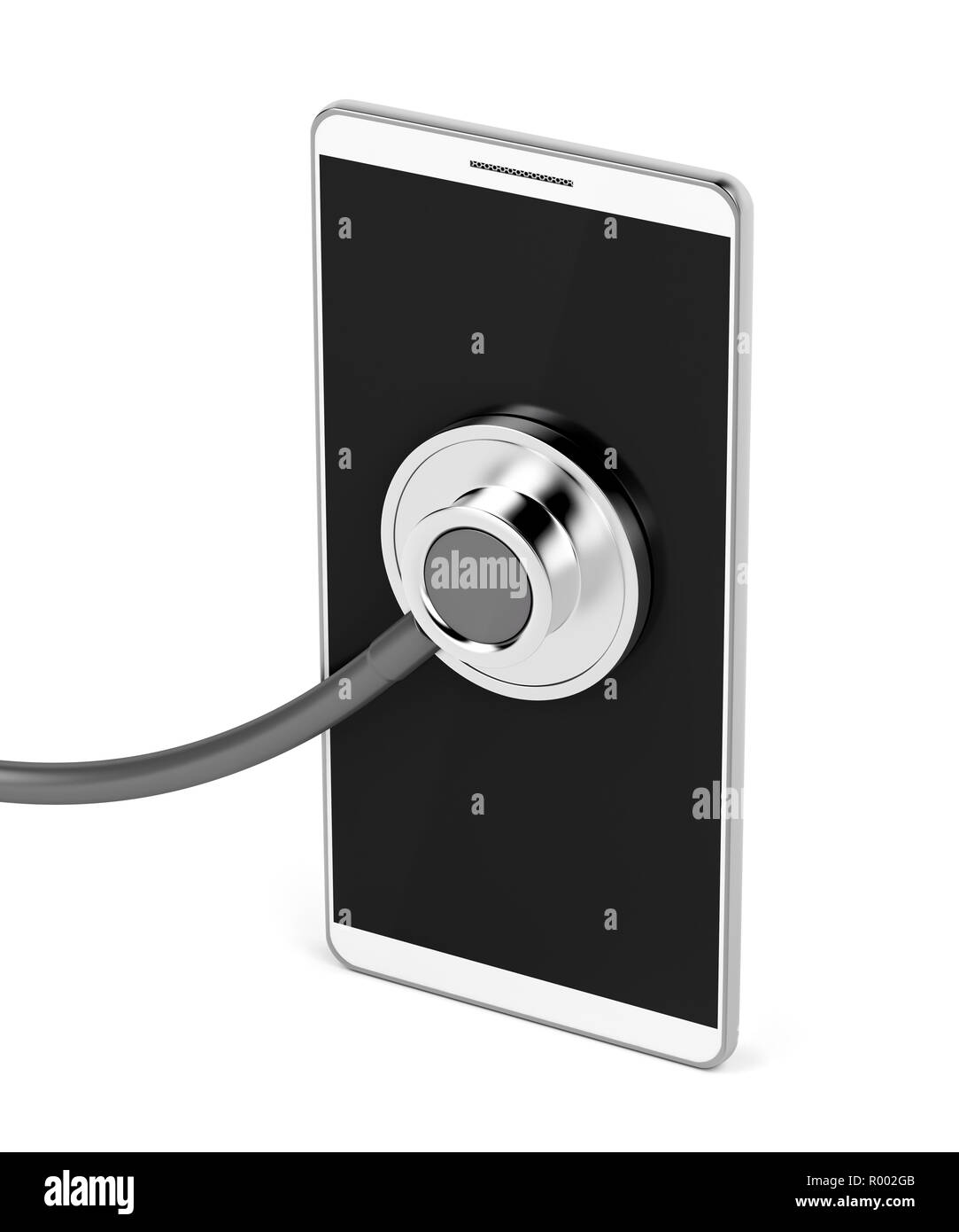 Diagnostiquer le problème sur le smartphone with stethoscope Banque D'Images