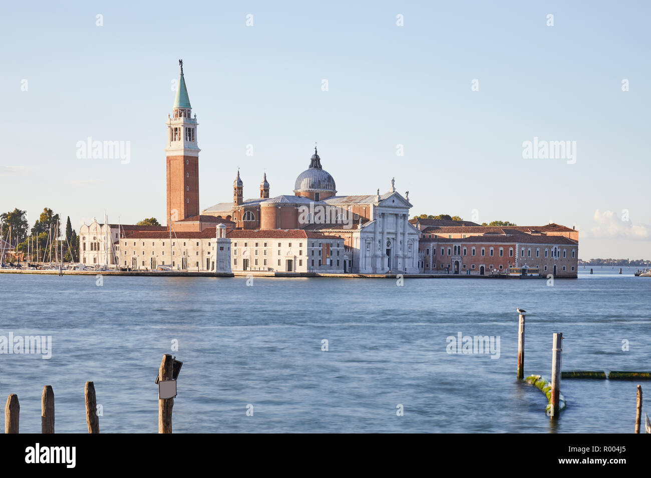 L'île de San Giorgio Maggiore et la basilique à Venise au coucher du soleil, de l'Italie Banque D'Images